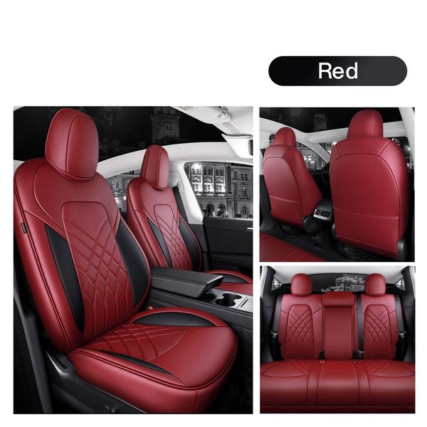 

car accessories seat cover for tesla model y/s leather custom fit 5 seaters cushion 360 degree full covered model 3 (only made tesla) burgun