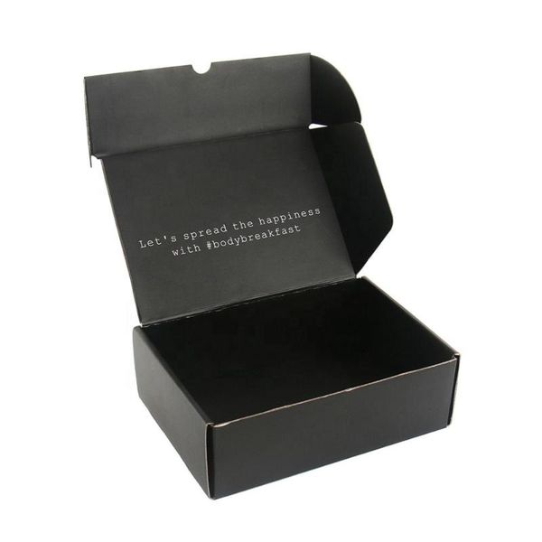 

gift wrap professional factory custom matte black cardboard packaging postal mailer boxes
