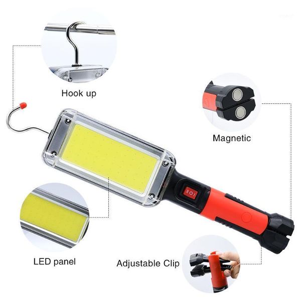 

portable lanterns led work light cob floodlight 700lm rechargeable lamp use 2*18650 battery magnetic hook clip waterproof1