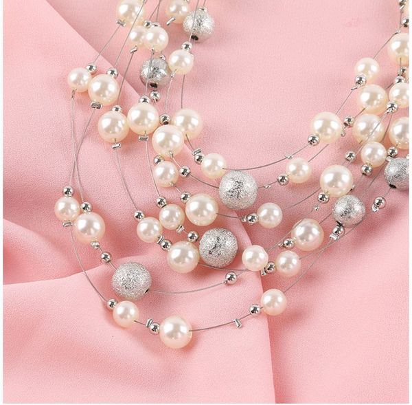 

charming fashion up-market more layers pearl lady's necklace bbv, Silver