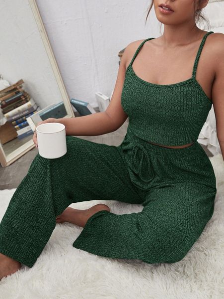 

plus space dye cami pajama set c9jk#, Black;white