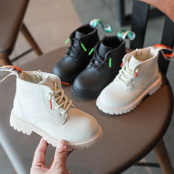 

kids boots children shoes childrens footwear girls boys short boot autumn winter leather fashion zipper b8323, Black;grey