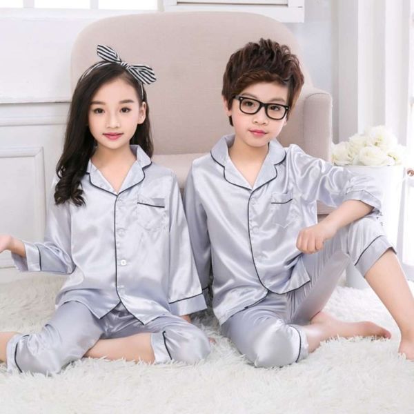 

spring and summer children's home wear boy girl baby ice silk pajama suit, Blue;red