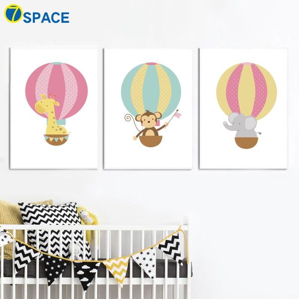 

paintings balloon giraffe monkey elephant lion nursery wall art canvas painting nordic posters and prints pictures kids room decor