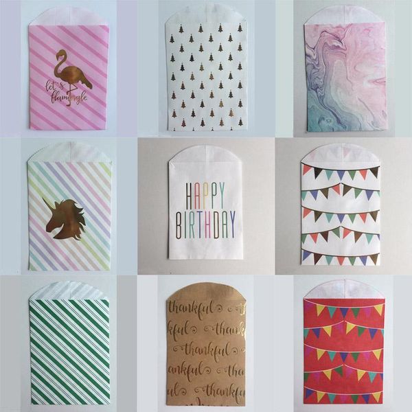 

gift wrap 10pcs packaging candy box bag christmas decor storage bags gold foil kraft paper 12*19cm wedding party supplies