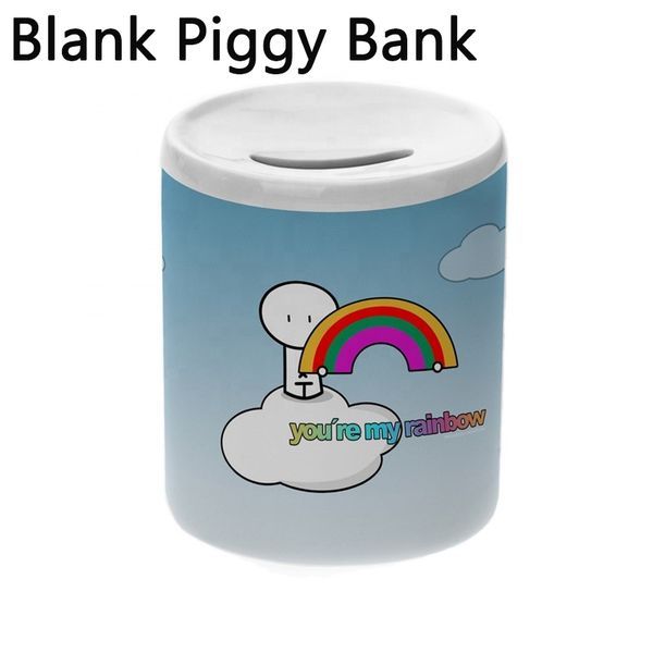 

favor sublimation piggy bank white ceramic money saving box blank diy coin storage can festival party decoration