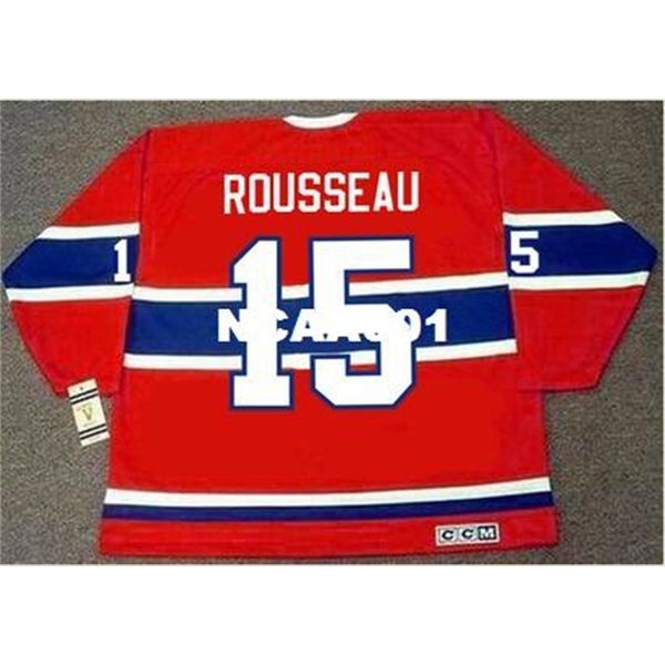 

001s #15 bobby rousseau montreal canadiens 1968 ccm vintage retro home hockey jersey or custom any name or number retro jersey, Black
