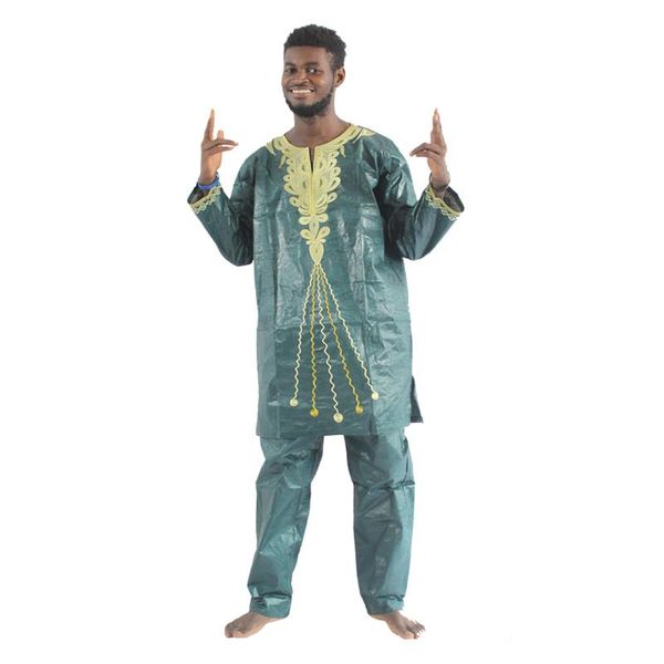 

ethnic clothing 2021 african bazin riche mens traditional clothes long sleeve pants suit afrikanische herrenbekleidung ph47, Red