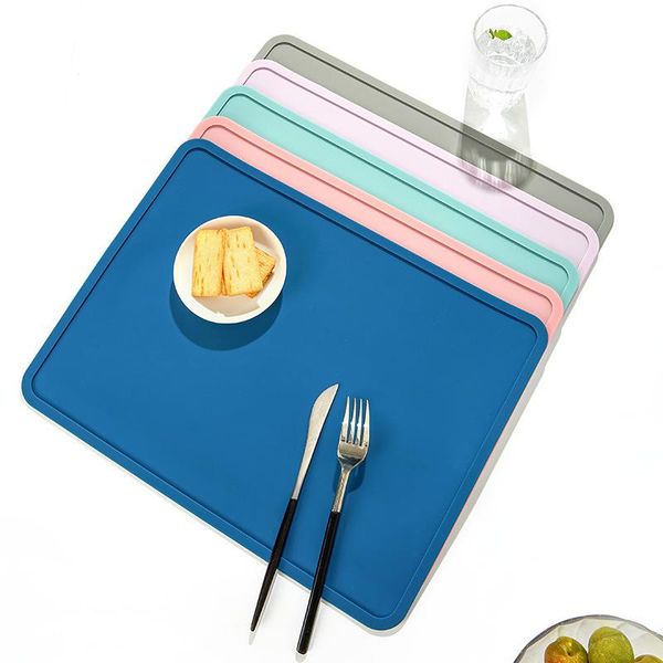 

mats & pads jelly color silicone placemat kids spill-proof pet mat thickened anti-scald household waterproof 41x31cm