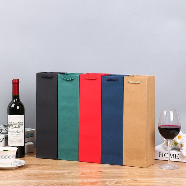 

gift wrap 100pcs kraft paper red wine hand bag drinks packing storage bottle packaging bags can be custom