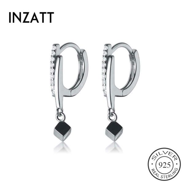 

hoop & huggie inzareal 925 sterling silver zircon cube earrings for fashion woman party fine jewelry minimalist accessories gift, Golden;silver