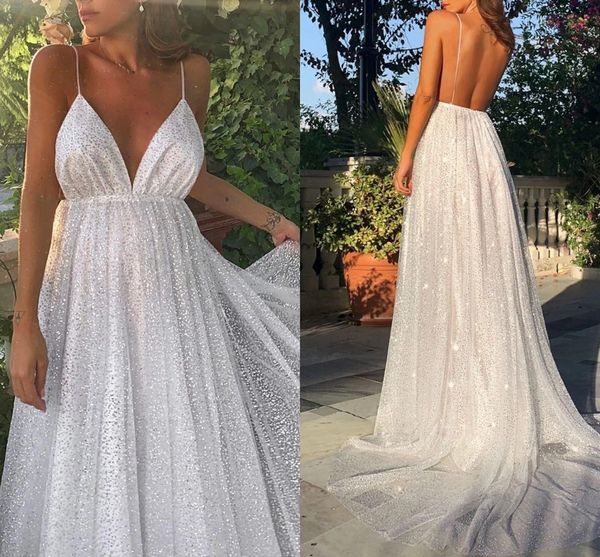 

white backless glittering sequin long evening dress v neck sleeveless straps formal party gown new robes de soirÃ©e vestidos longo 2022 new, Black;red