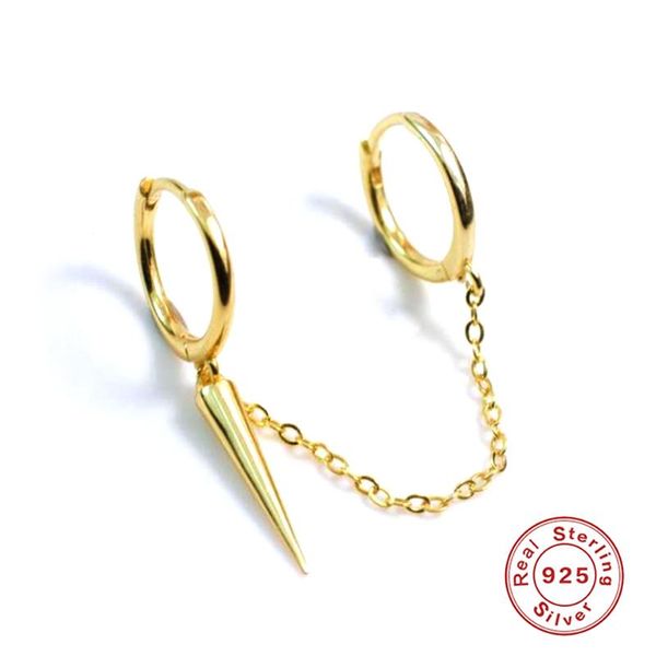 

hoop & huggie canner real 925 sterling silver mixed double earrings for women zircon diamond piercing earring earings jewelry pendientes, Golden;silver