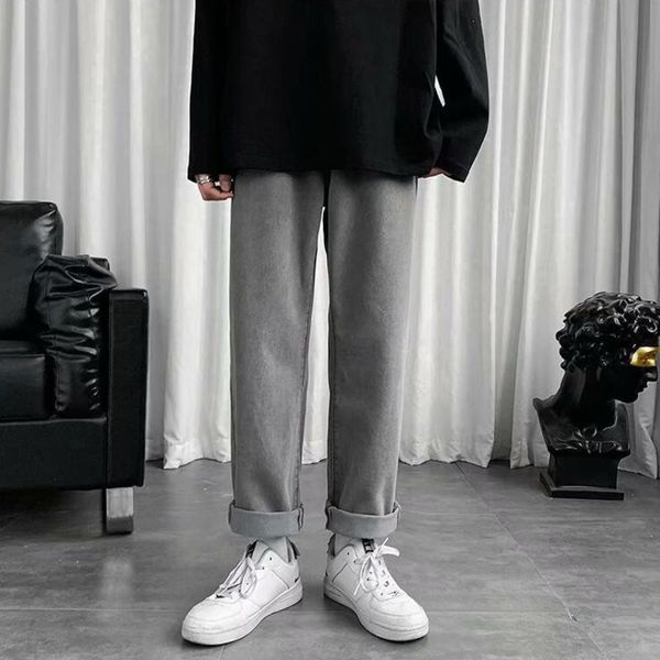 

2021 new spring summer wide-leg men's fashion casual retro jeans men streetwear korean loose straight denim pants mens -2xl 9g0t, Blue
