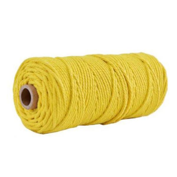 

yarn 100m 3mm macrame rope natural cotton twisted cord artisan hand diy craft, Black;white