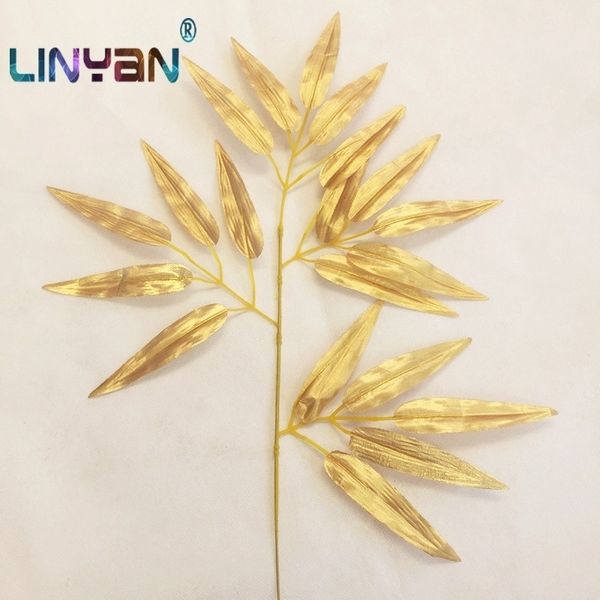20 pezzi d'oro foglie di bambù artificiali piante di seta artificiale albero finto rami di fiori materiale decorativo decorazioni per la casa zl50 Y200104