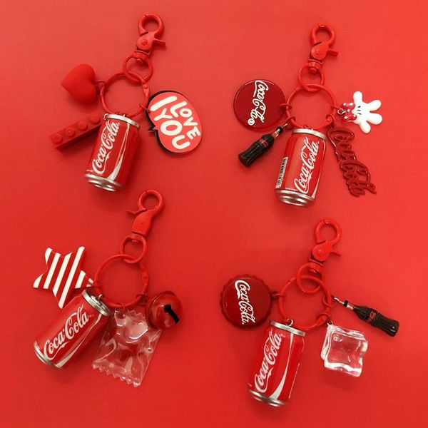 

keychains creative coke bottle keychain small design innovation backpack pendant bag car keys accessories bracelet keyring, Silver