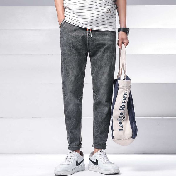 

autumn new jeans men's korean fashion versatile elastic loose leg casual and trendy pantsw, Blue