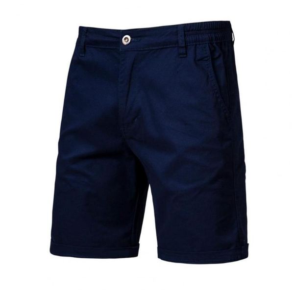 

men's shorts plus size men casual elastic waist solid color male all-match mid straight business summer, White;black