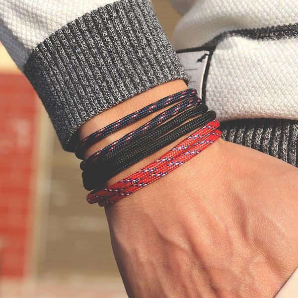 

charm bracelets 3 pcs/set hand braided rope mulitilayer paracord braclet for men armband wrap jewelry homme, Golden;silver