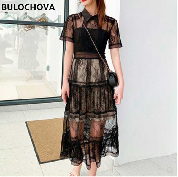 

casual dresses perspective lace patchwork women elegant black mesh long dress 2021 summer designer womans short sleeve runway vestidos, Black;gray