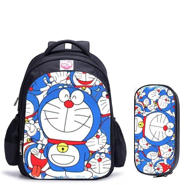 

backpack 16 inch doraemon children lovely schoolbag boys and girls orthopedic pencil bag sets