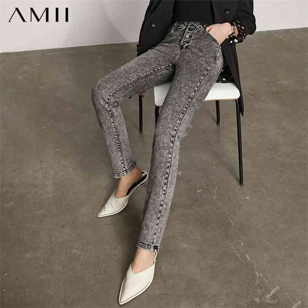 

amii minimalism spring fashion jeans for women streetwear high waist straight gray women's pants causal female 12140217 210629, Blue