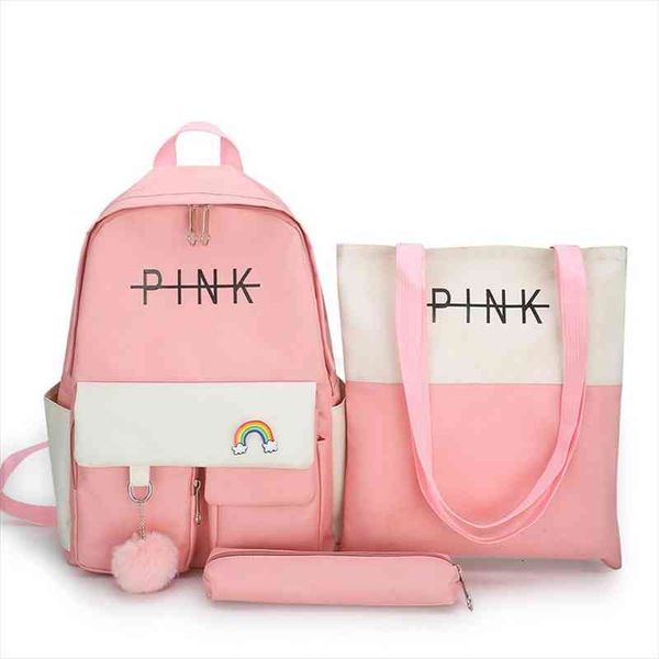 

3pcs set canvas school bags for teenager girls students women travel lapbackpacks female book