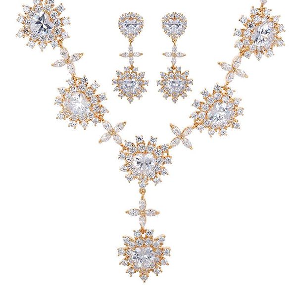 

earrings & necklace austrian crystal necklace&earrings charm jewelry sets bridal amazing design for women wedding gln0101, Silver