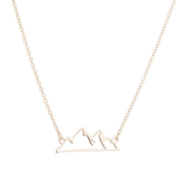 

pendant necklaces the chic hollow snow mountain stainless steel necklace chain for women on neck collar collier xmas friend gift, Silver