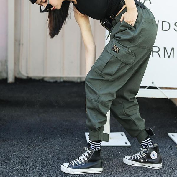 

women's pants & capris cargo women casual hip hop high waist joggers 2021 pantalones mujer trousers girls, Black;white