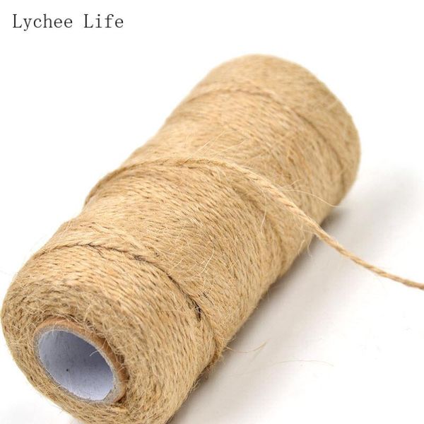 

lychee life 100m natural twine cords jute twine sewing rope garment fabric home decoration, Black;white