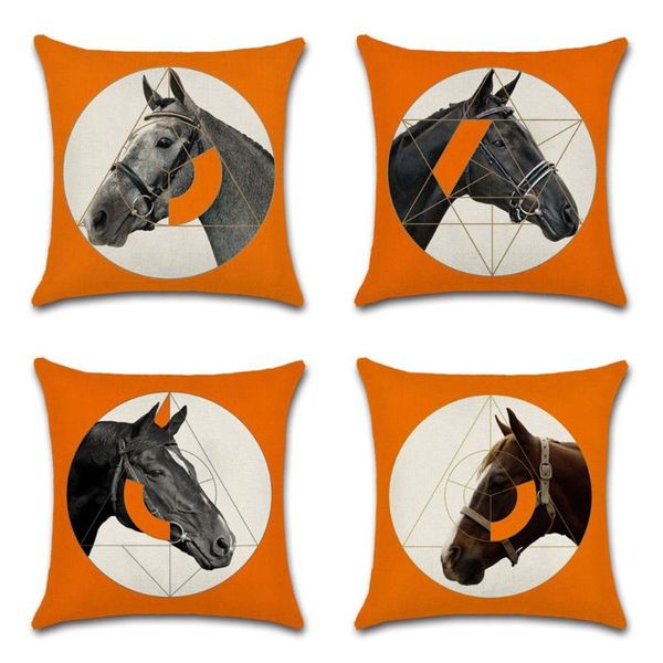 

cushion/decorative pillow orange color geometric horse beige cushion cover decorative home sofa chair car seat friend kids bedroom gift