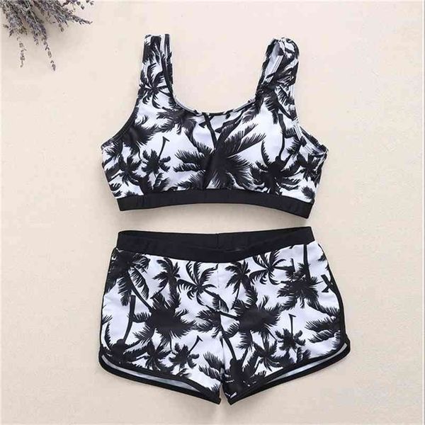 

mujer women bikinis set female beach swimwear push up swimsuit high waist shorts bathing suits floral 210702, White;black