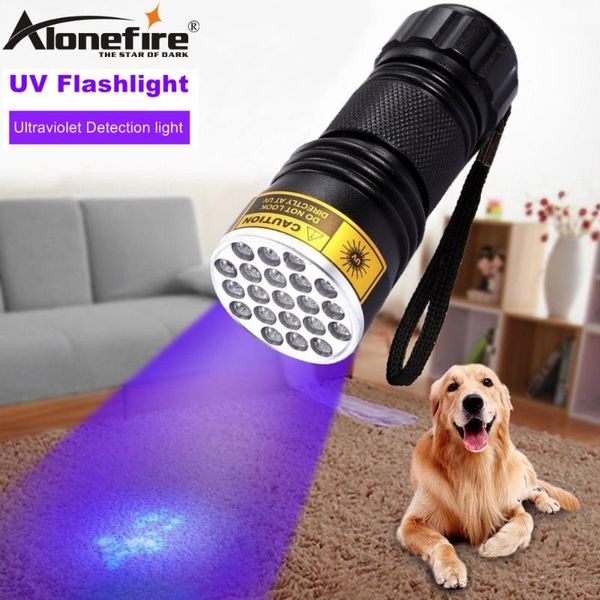 

flashlights torches alonefire 21 led 395nm ultra violet light cat dog pet urine money travel el invisible uv detector lamp