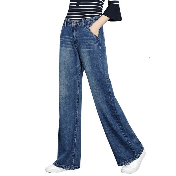 

spring and autumn, new high-waisted were skinny jeans straight loose legs from casual women's wild pants jm3o, Blue