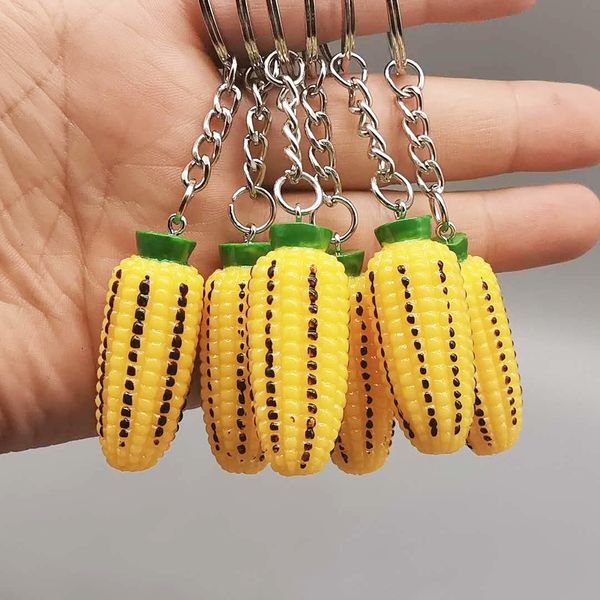 

2021 fashion keychain imitation cob key ring resin corn key ring pendant gift, Silver
