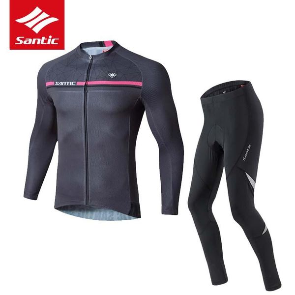 

racing sets santic pro cycling jersey set spring summer long sleeve mtb road bike bicycle men clothing, Black;blue