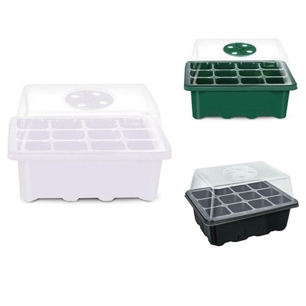

planters & pots seed starter trays seedling tray 12 cells humidity adjustable plant kit with dome greenhouse grow