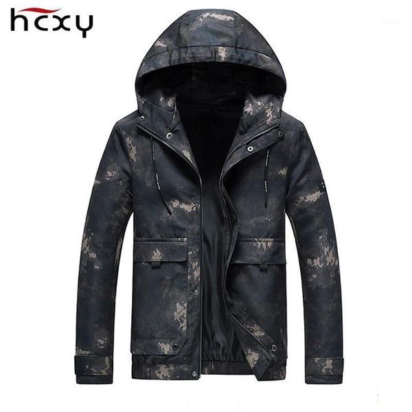 

men's jackets hcxy 2021 autumn spring camouflage hooded men jacket windbreaker male coat windproof standing collar hoodie, Black;brown