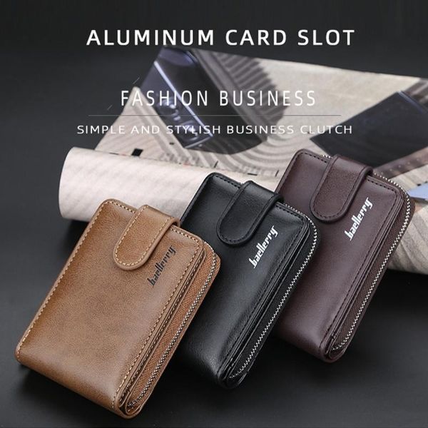 

card holders men holder cards case pocket zipper wallet organizer k5da, Brown;gray