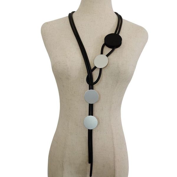 

pendant necklaces yd&ydbz red round metal long necklace for ladies punk style silicone rubber choker gothic clothes accessories, Silver