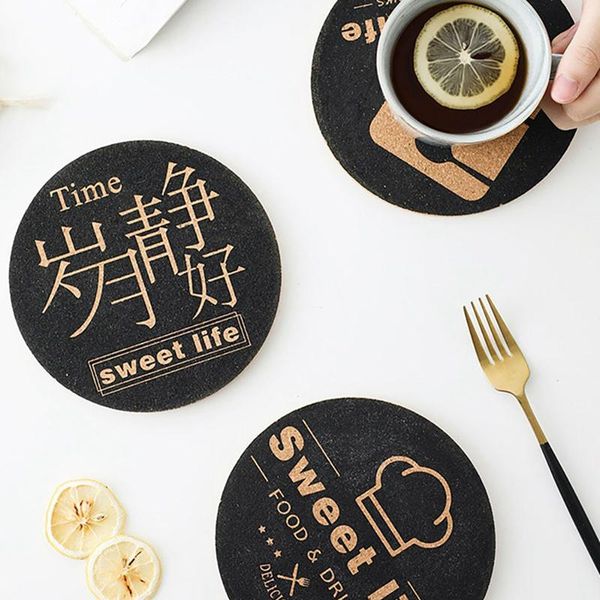 

mats & pads round cork wood kitchen anti- insulation pot pad home nordic place mat bowl decorative table