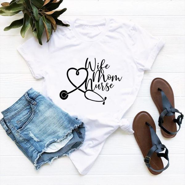 

wife. mom. nurse and men t shirts women short sleeve graphic tee mom shirt harajuku life female drop ship, White;black