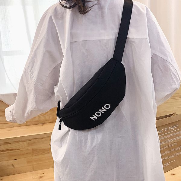 

new waist bag fanny pack women belt bags ptgirl 2020 new trend chest packs banana bags canvas material hip hop package bum bags, Black;red