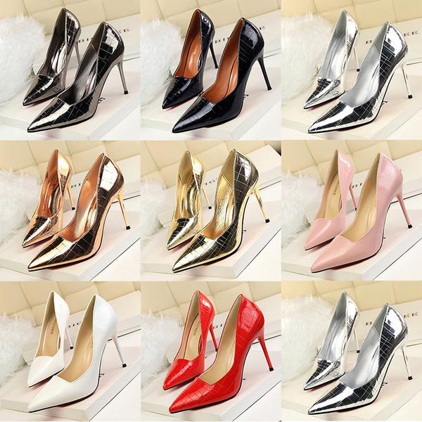 

dress shoes women heels fashion women's leather heel high chaussure femme zapatos mujer, Black
