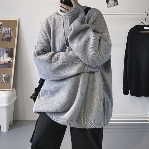 

2021 new winter shiny sweater men's warm fashion casual knitted pullover men streetwear loose korean knitting sweaters mens clothes -x, White;black