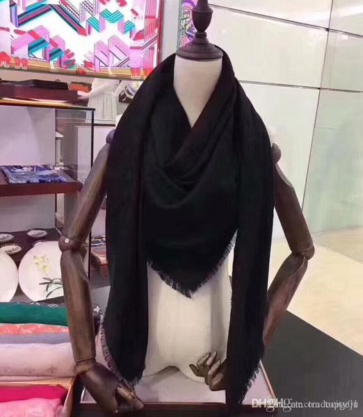 

2021 classic fashion scarf for women wool silk cashmere letter scarf shawl 18color ladies scarves size 140x140cm without box, Blue;gray
