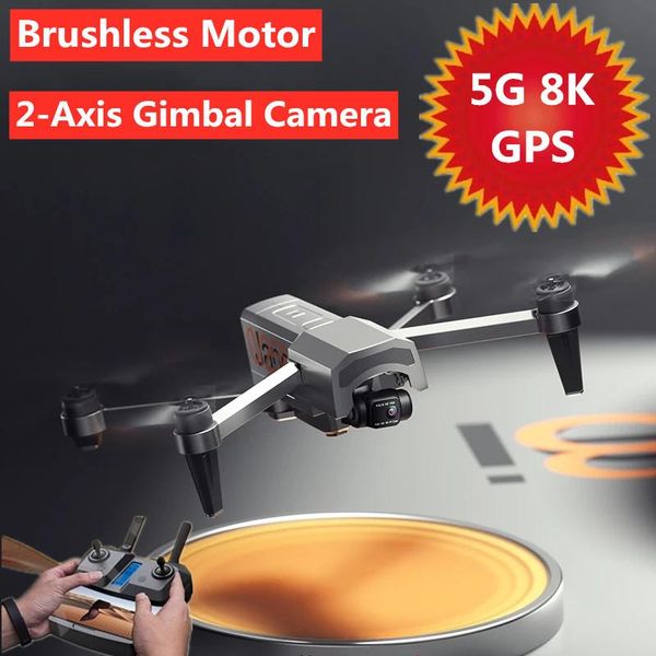 

drones 5g 8k gps drone professional dual camera anti-shake 2-axis gimabal brushless motor 5km rc quadcopter toys with 3pcs battery