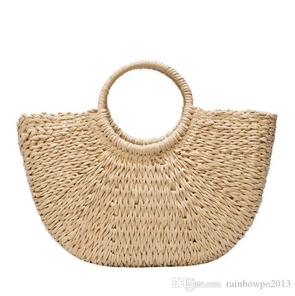 

factory wholesale women handbag simple hand-woven beach bag summer new heavy industry woven dumplings package mass holiday in create a handb, Black;red